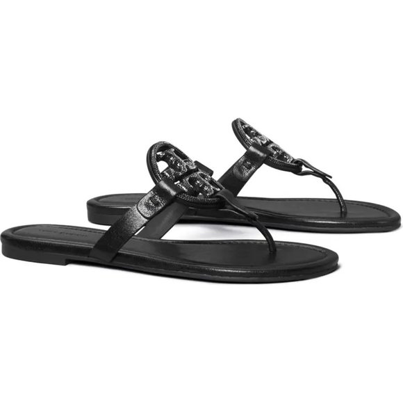 NIB Tory Burch Crystal Embellished Miller Pave Sandal BLACK US 7.5 8 10.5 11 - Picture 1 of 16